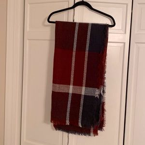 Large comfy blanket scarf, burgundy and navy